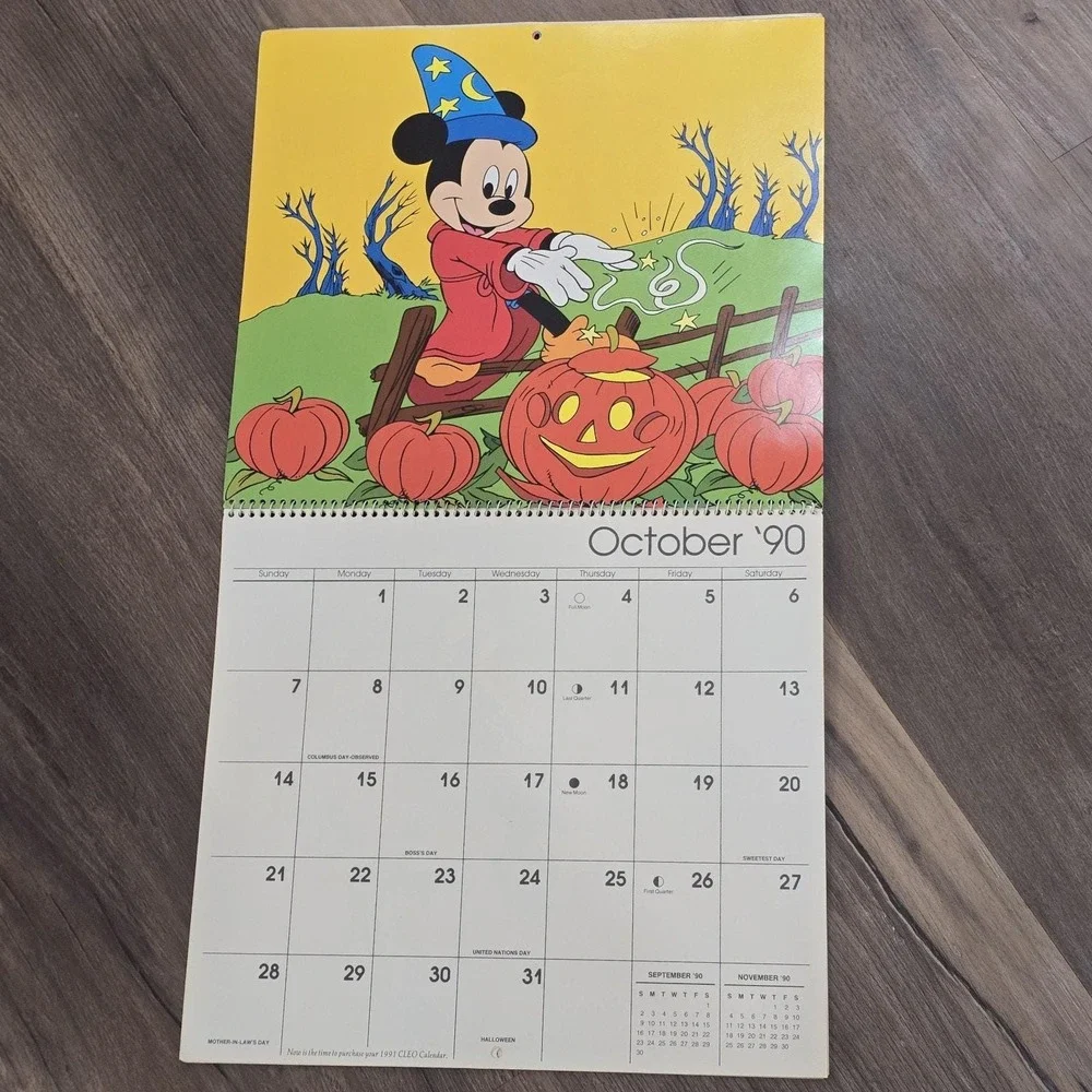 2 Disney Mickey Mouse Minnie Comics Calendar 1990 93 Vintage 12 Frameable Prints